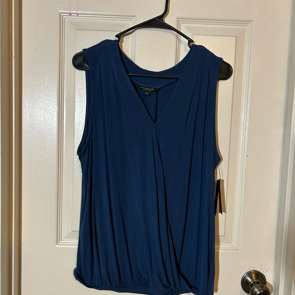 Liverpool Deep Blue V-Neck Blouse